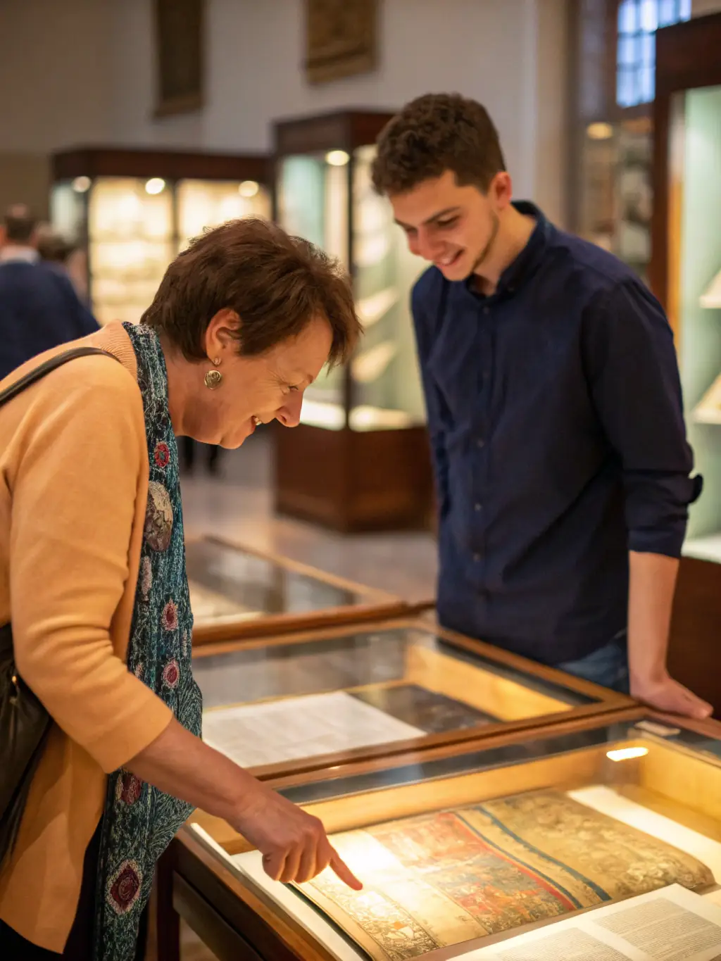 A photograph of the SOCIETE HISTORIQUE's members curating an exhibition of historical artifacts and documents related to the Canton of Livarot.