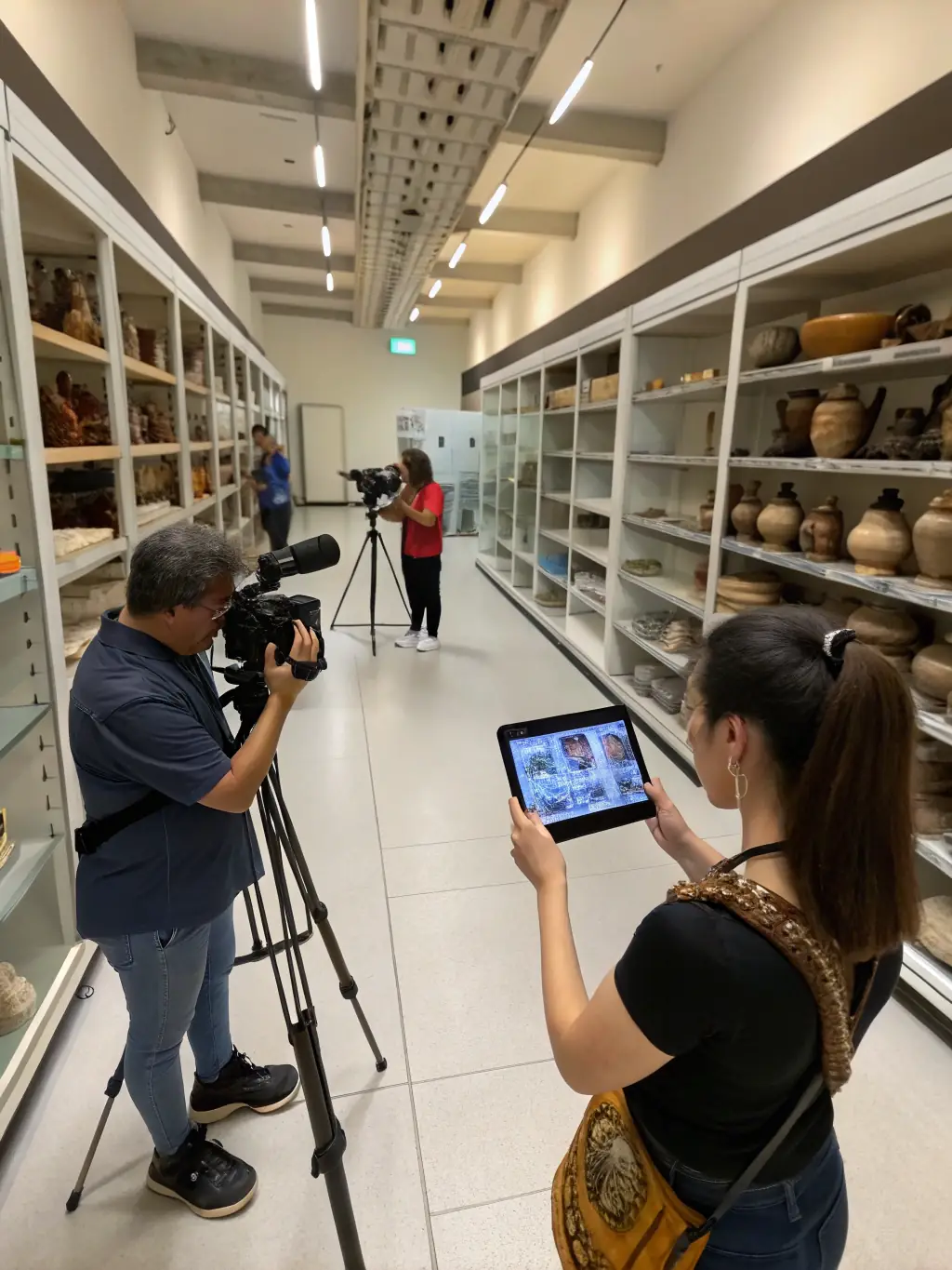A photograph depicting volunteers meticulously archiving historical documents in the SOCIETE HISTORIQUE DU CANTON DE LIVAROT ET DE SES ENVIRONS's archive, showcasing their dedication to preserving local history.